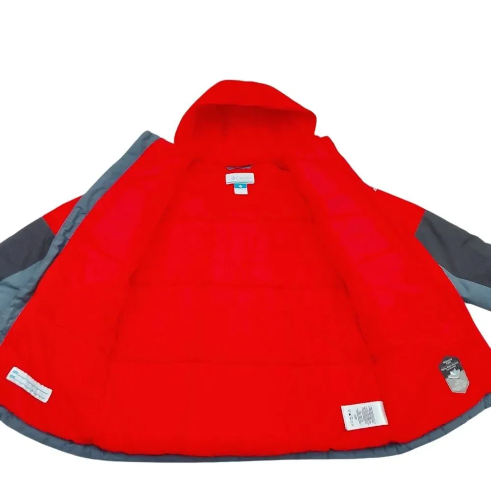 Columbia Kids Jacket 8 Red Gray Insulated Water Resistant Omni-Shield Winter
